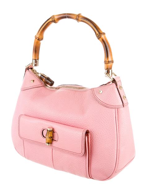 pink gucci bamboo handle bag|Gucci vintage bamboo handle handbag.